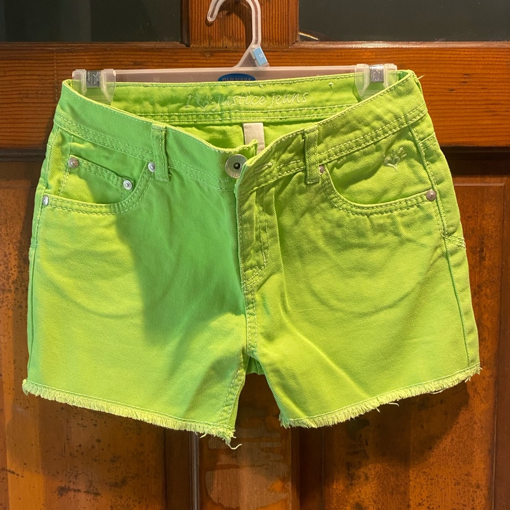 Justice Neon Lime Denim Shorts